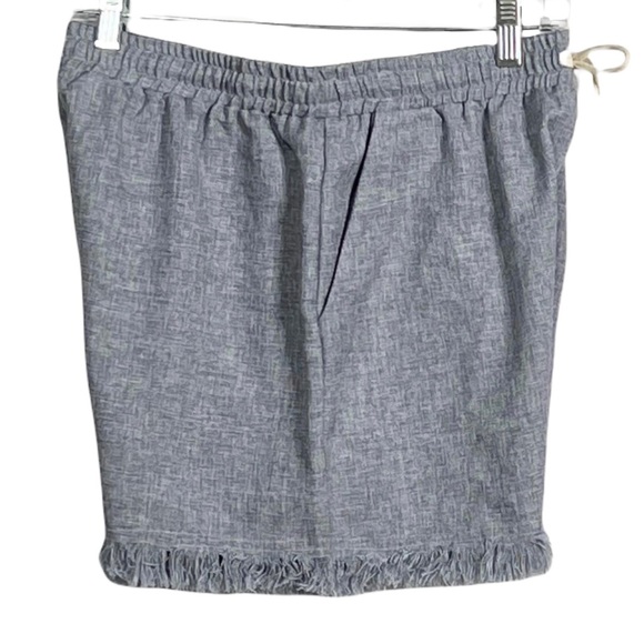 Pink Lily Chambray Fringed Drawstring Shorts With 2 Front Pockets Women’s Size M - Picture 3 of 9